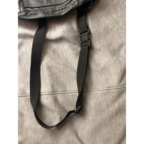 Vintage Leather Studded Belt Bag Unisex Zipper Pockets Travel Bag Black - Picture 3 of 9